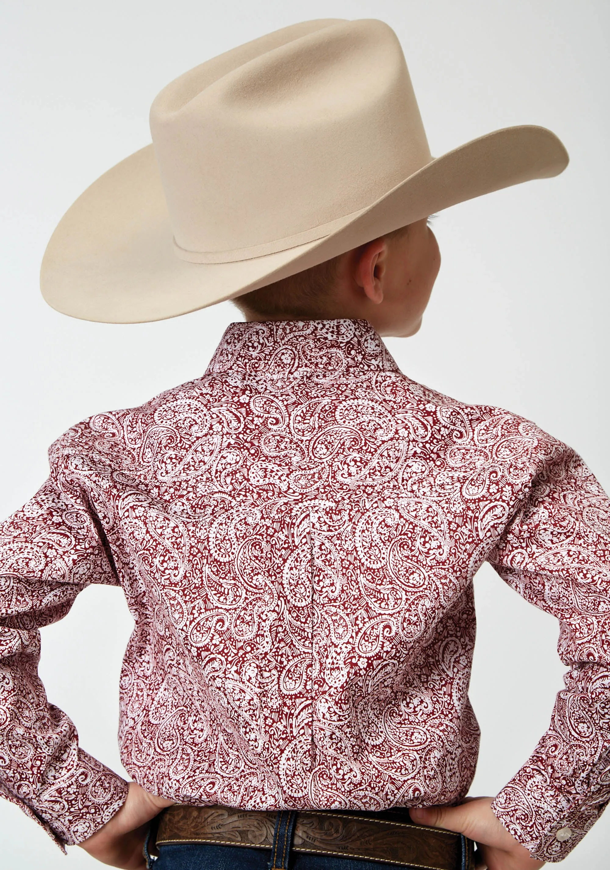1944 STRETCH POPLIN - RED PAISLEY