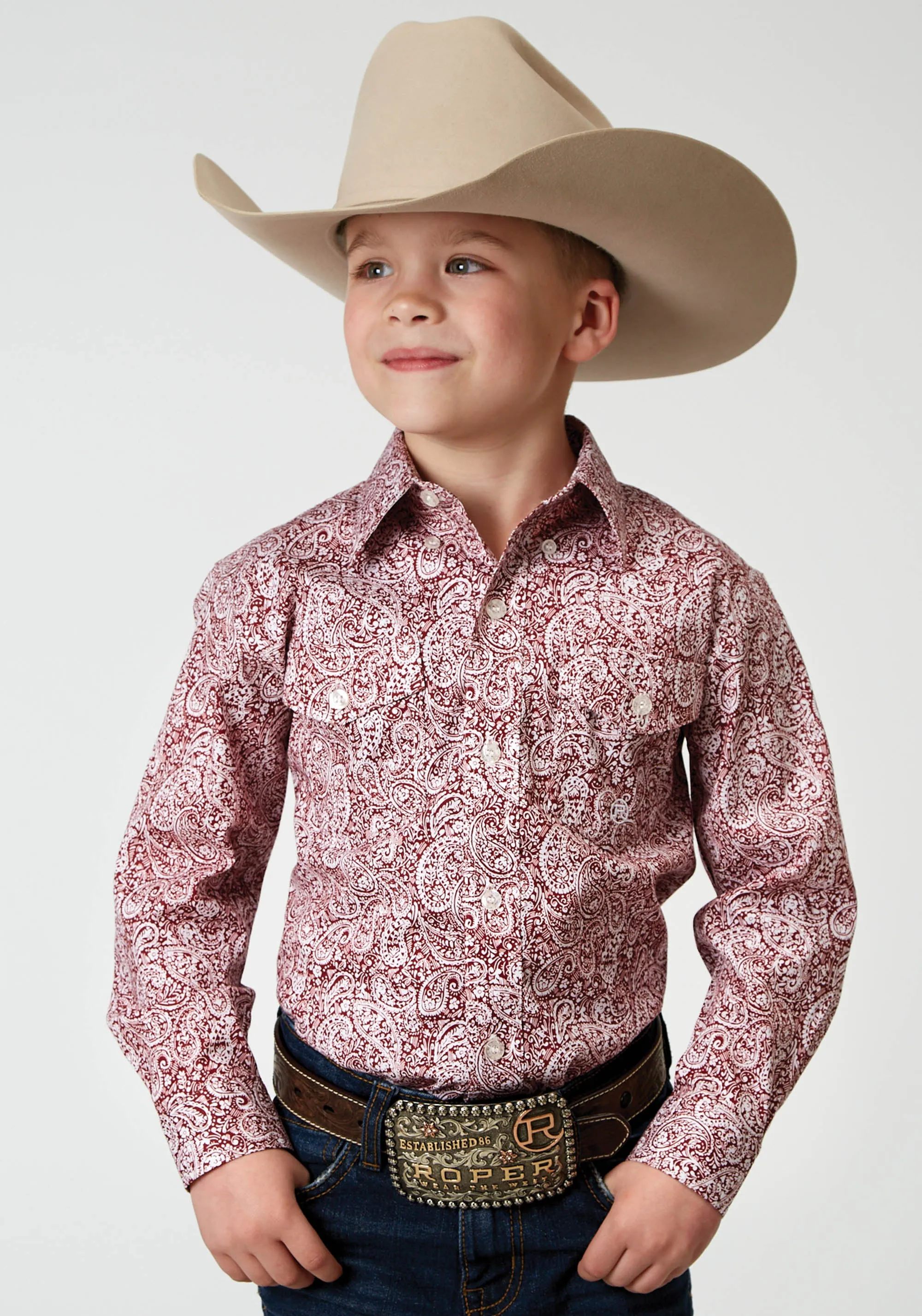 1944 STRETCH POPLIN - RED PAISLEY