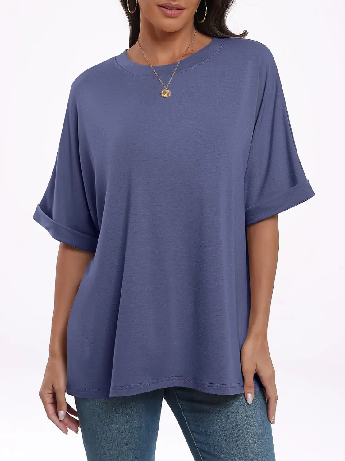 ANRABESS Womens Tops Oversized T Shirts Short Sleeve Crewneck Summer Casual Loose Basic Tee Shirt 2025 Trendy Fashion Clothes