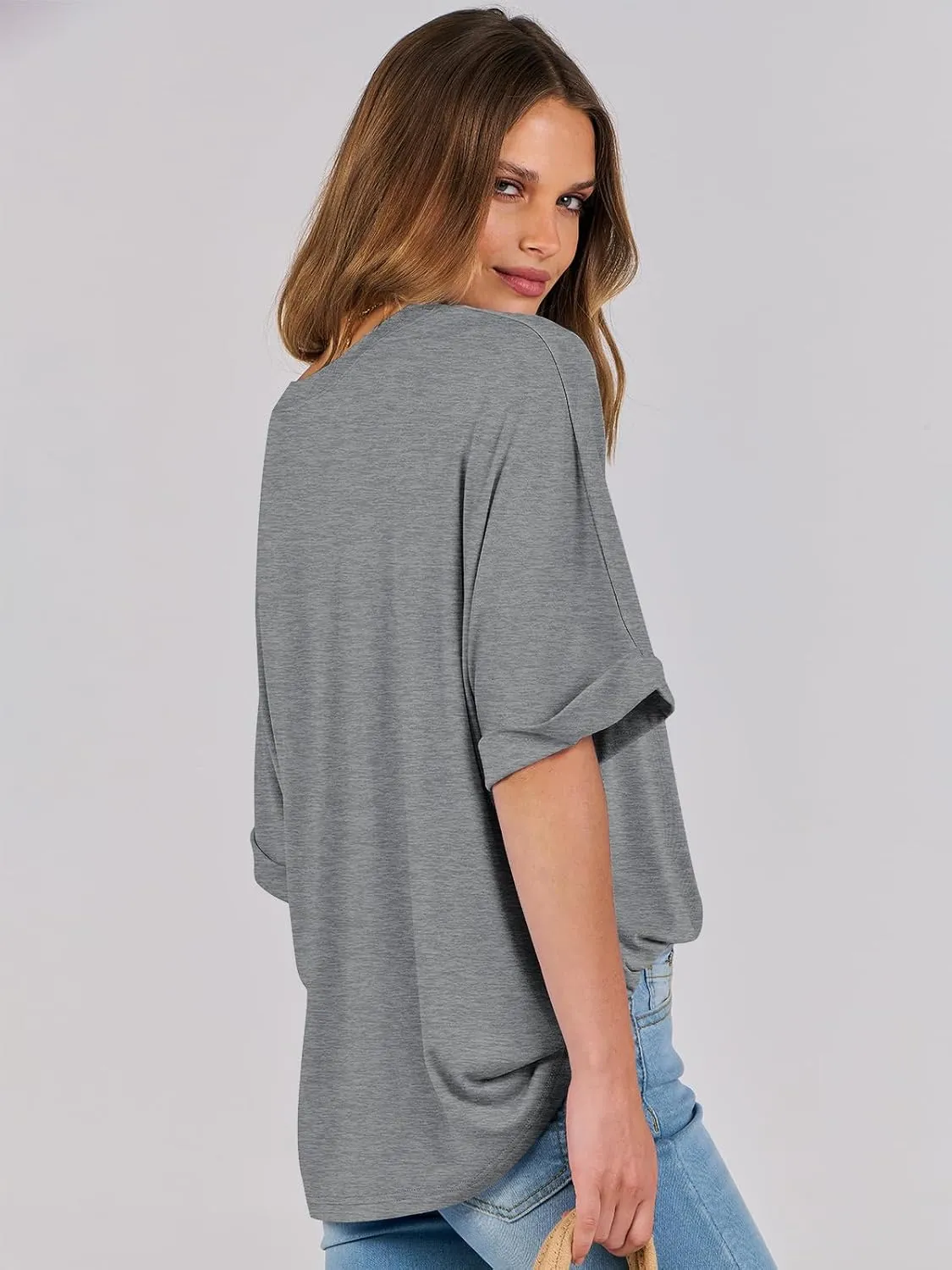 ANRABESS Womens Tops Oversized T Shirts Short Sleeve Crewneck Summer Casual Loose Basic Tee Shirt 2025 Trendy Fashion Clothes