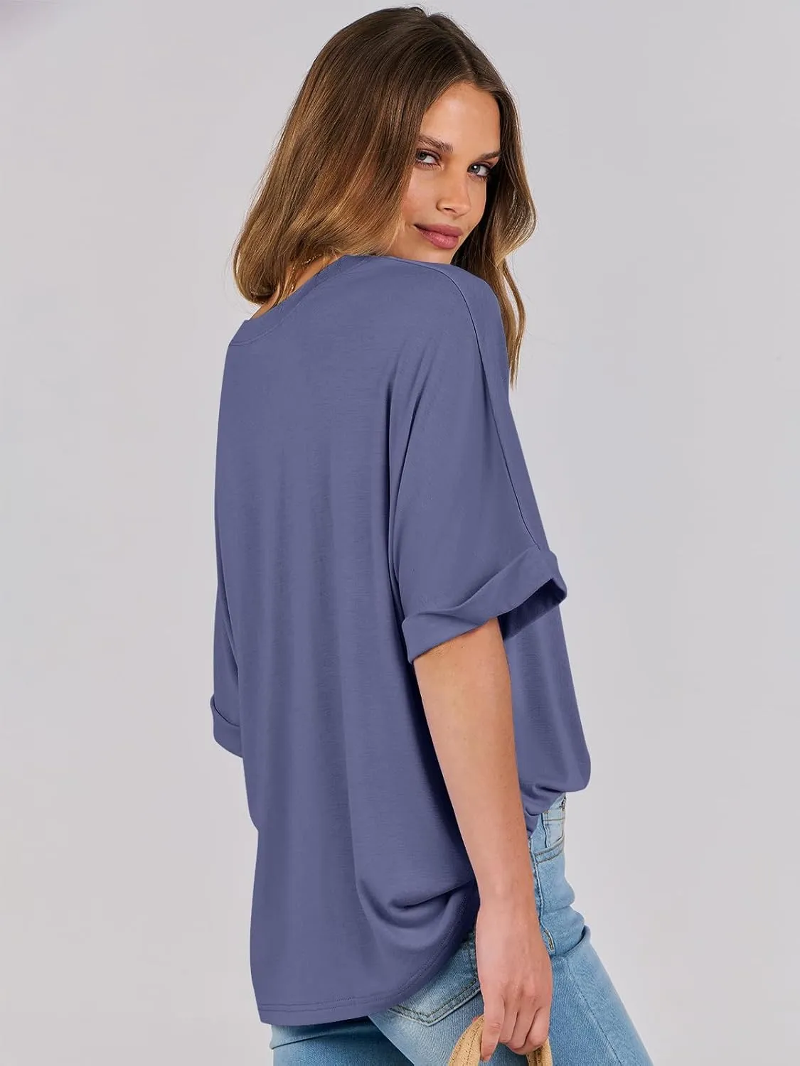 ANRABESS Womens Tops Oversized T Shirts Short Sleeve Crewneck Summer Casual Loose Basic Tee Shirt 2025 Trendy Fashion Clothes