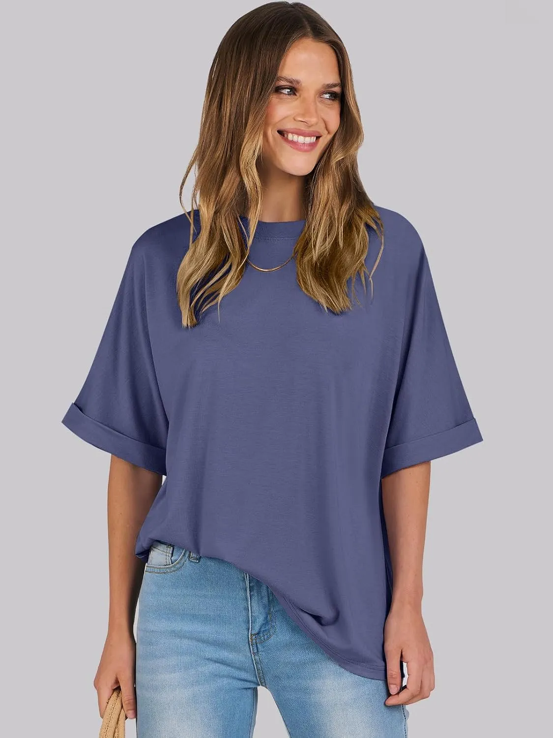 ANRABESS Womens Tops Oversized T Shirts Short Sleeve Crewneck Summer Casual Loose Basic Tee Shirt 2025 Trendy Fashion Clothes