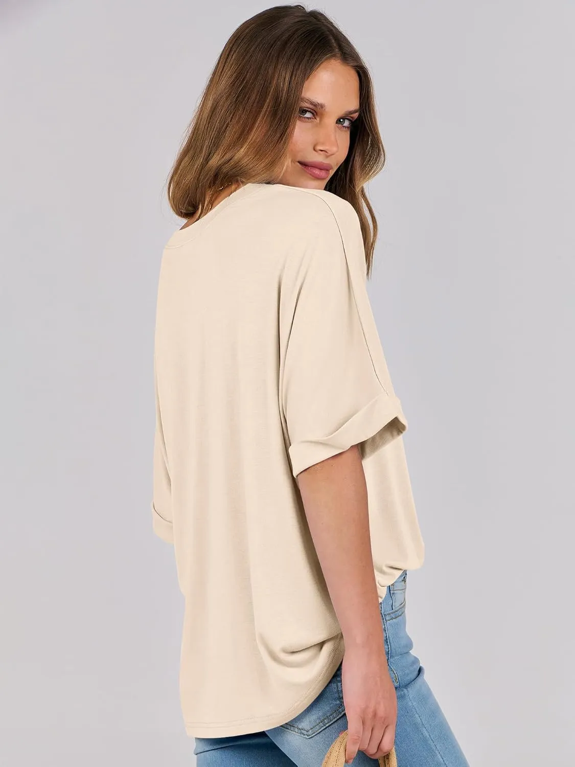 ANRABESS Womens Tops Oversized T Shirts Short Sleeve Crewneck Summer Casual Loose Basic Tee Shirt 2025 Trendy Fashion Clothes
