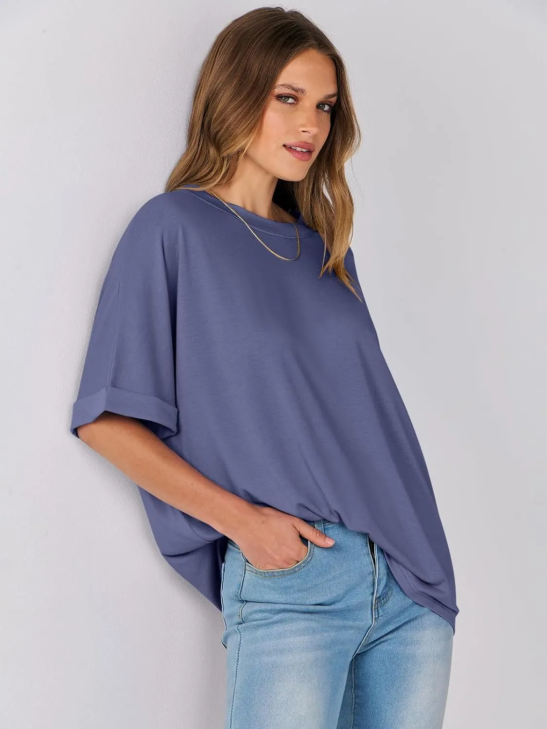 ANRABESS Womens Tops Oversized T Shirts Short Sleeve Crewneck Summer Casual Loose Basic Tee Shirt 2025 Trendy Fashion Clothes