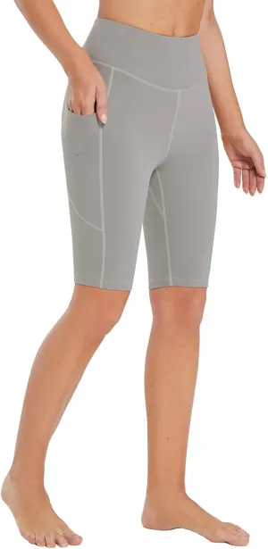 baleaf Women's 10"/ 12" Long Biker Yoga Compression Shorts High Waist Knee Length Spandex Workout Shorts with Pockets Soft
