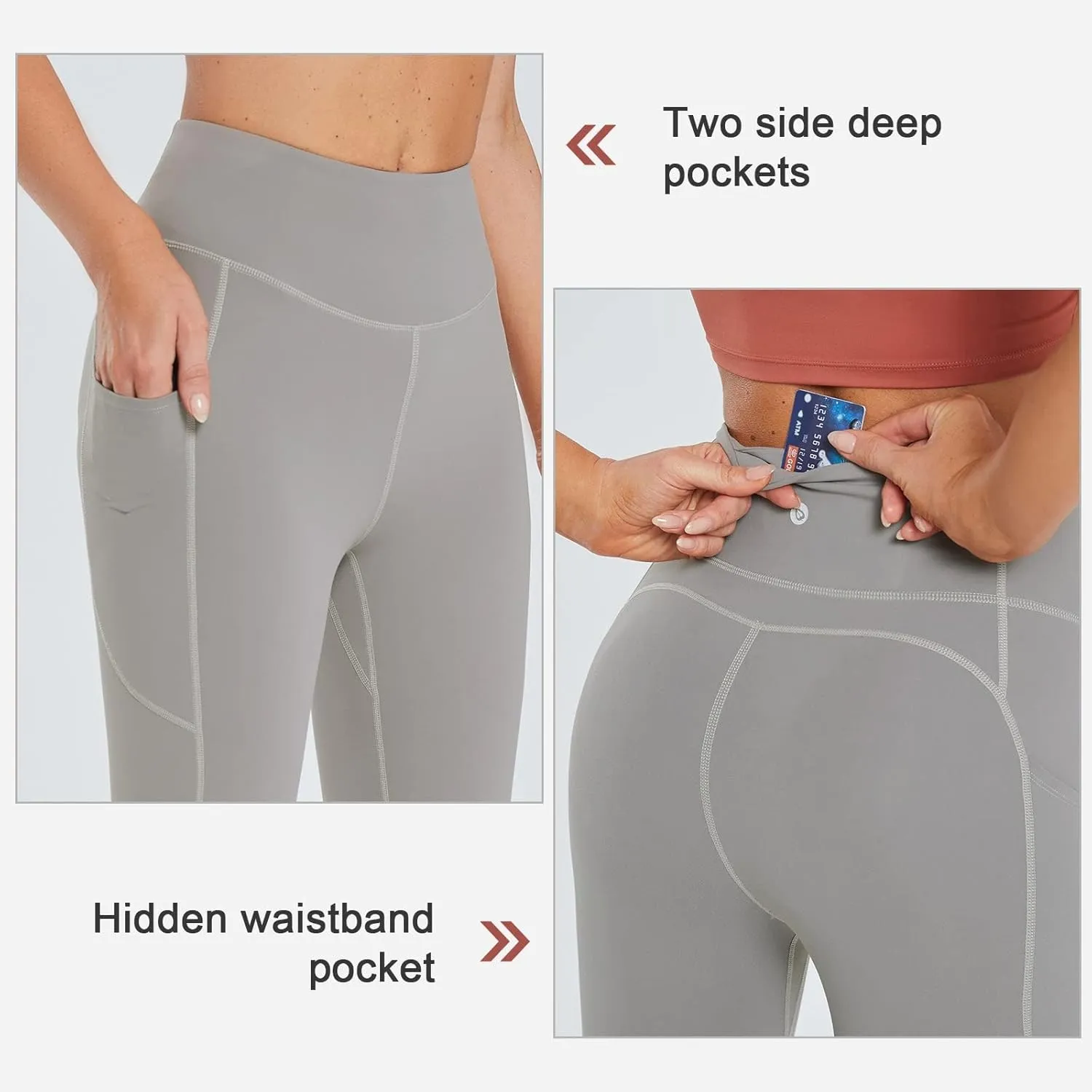 baleaf Women's 10"/ 12" Long Biker Yoga Compression Shorts High Waist Knee Length Spandex Workout Shorts with Pockets Soft