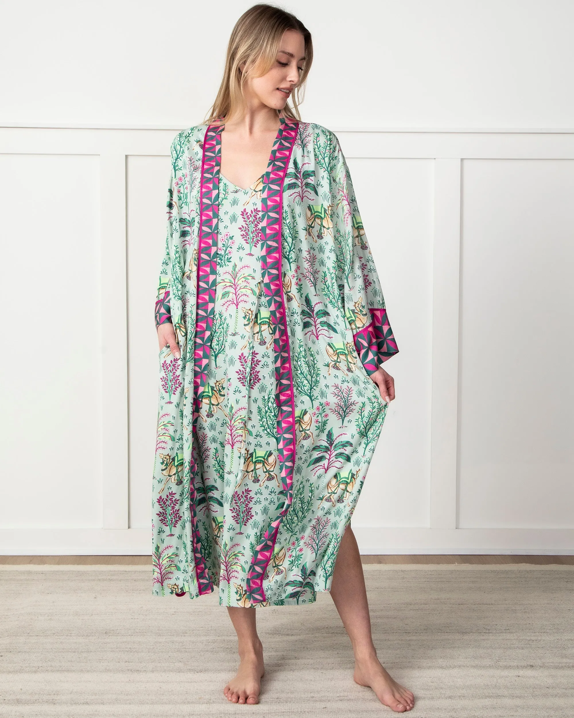 Camel's Courtyard - Eco Satin Chic to Sleep Nightie - Avocado