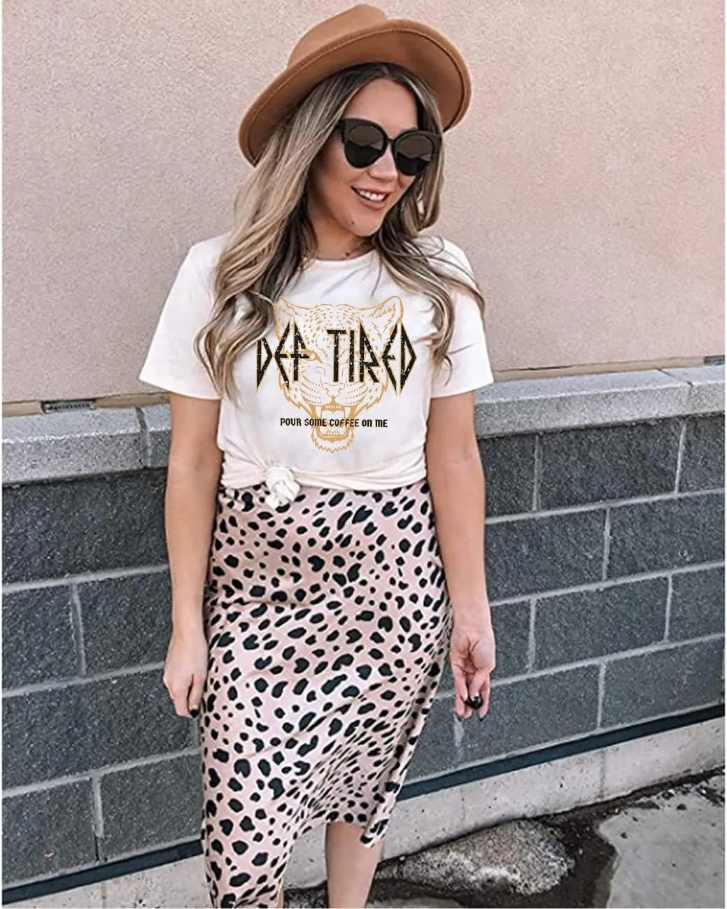 Coffee Shirt Women Def Tired Retro Graphic Tees Pour Some Coffee On Me Funny Letter Print Tired Mama T Shirt Tops