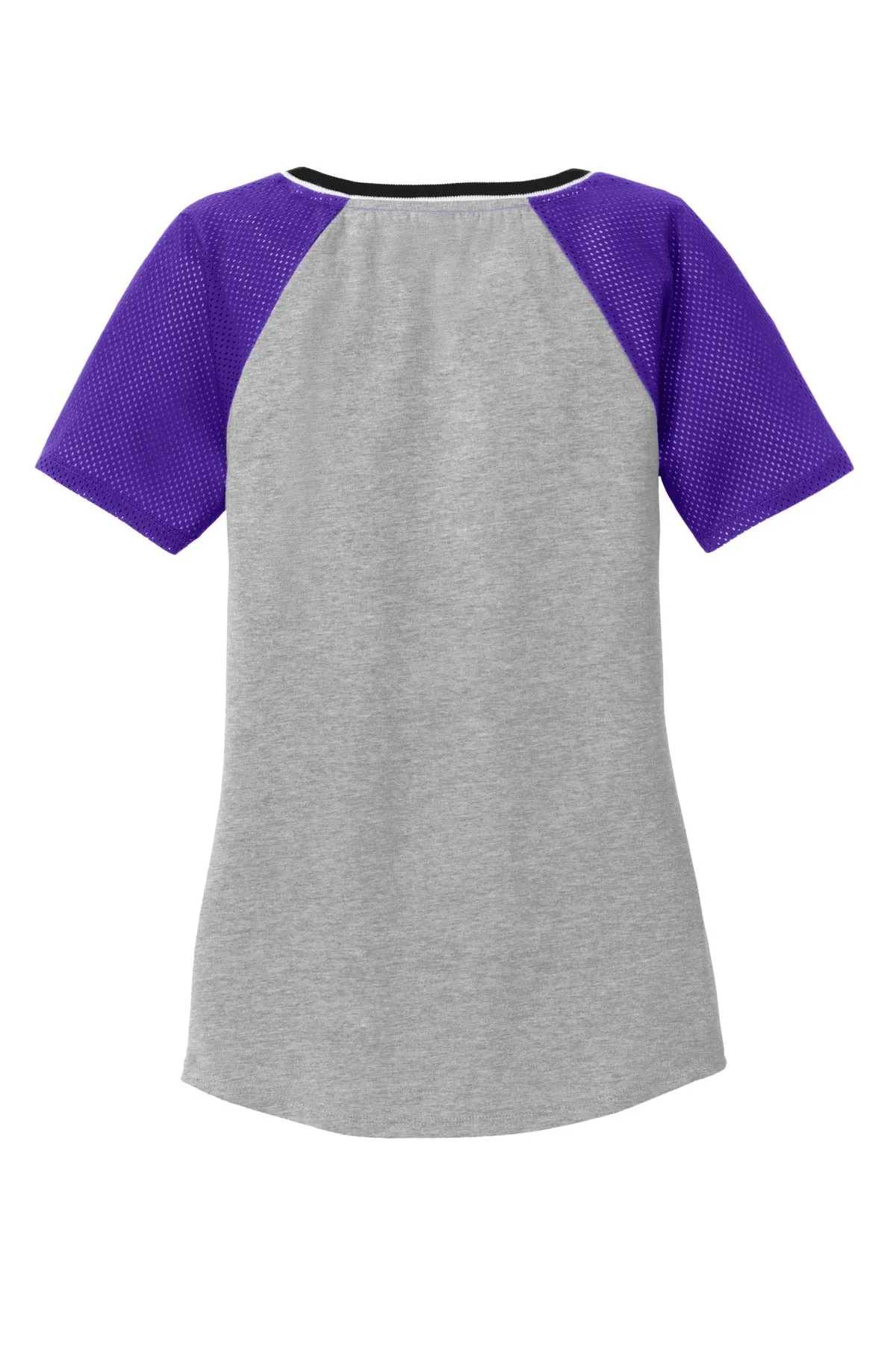District Juniors Mesh Sleeve V-Neck Tee. DT276