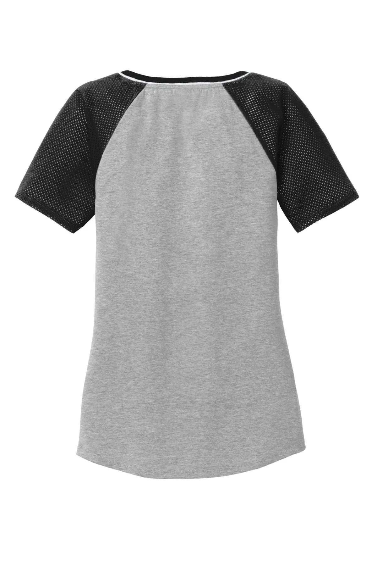 District Juniors Mesh Sleeve V-Neck Tee. DT276