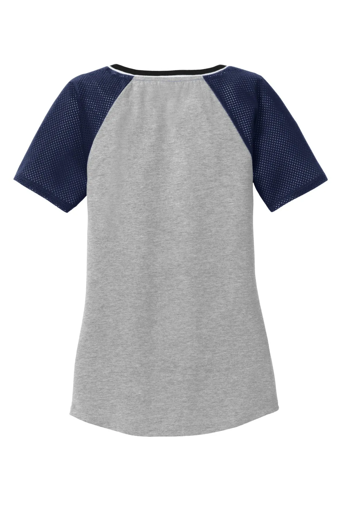 District Juniors Mesh Sleeve V-Neck Tee. DT276