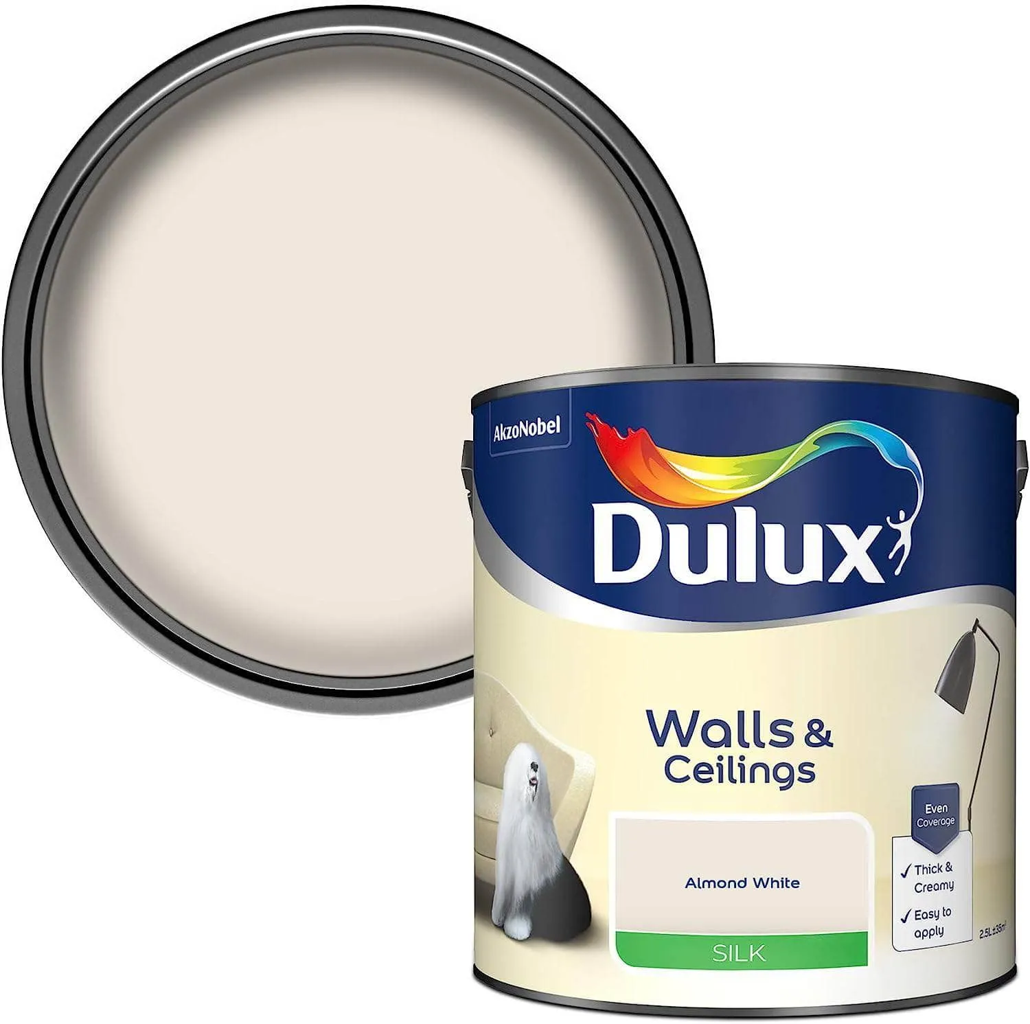 Dulux Silk Emulsion 2.5L - White Cotton