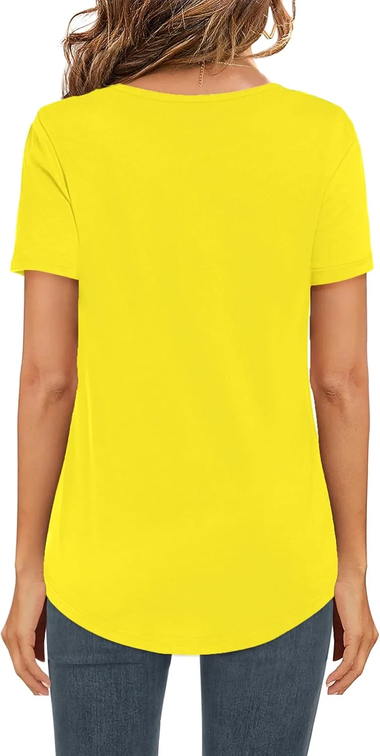 Elesomo Womens Tshirts Cotton V Neck Tee Shirts for Summer and Fall
