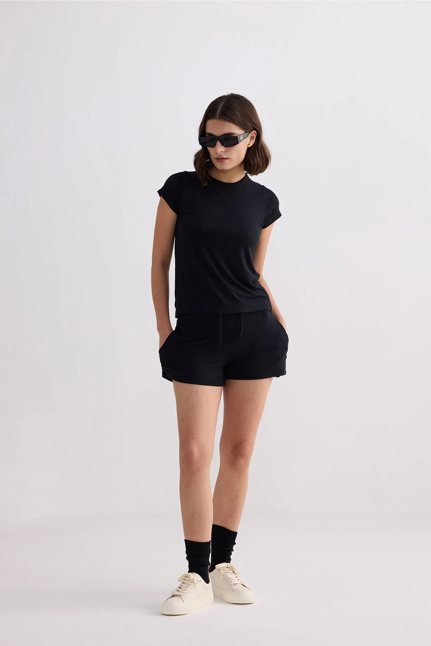 Essential Short Sleeve Tee Set in Black