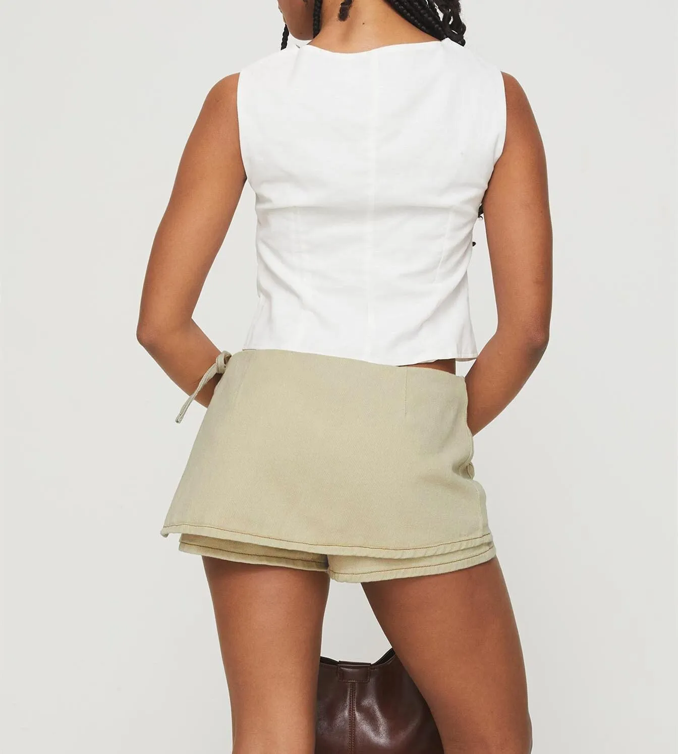 Faretumiya Women Denim Skort Low Rise Bodycon Jean Cargo Shorts Skirt Pull On Asymmetrical Skort Pocketed Wrap Skirt Shorts