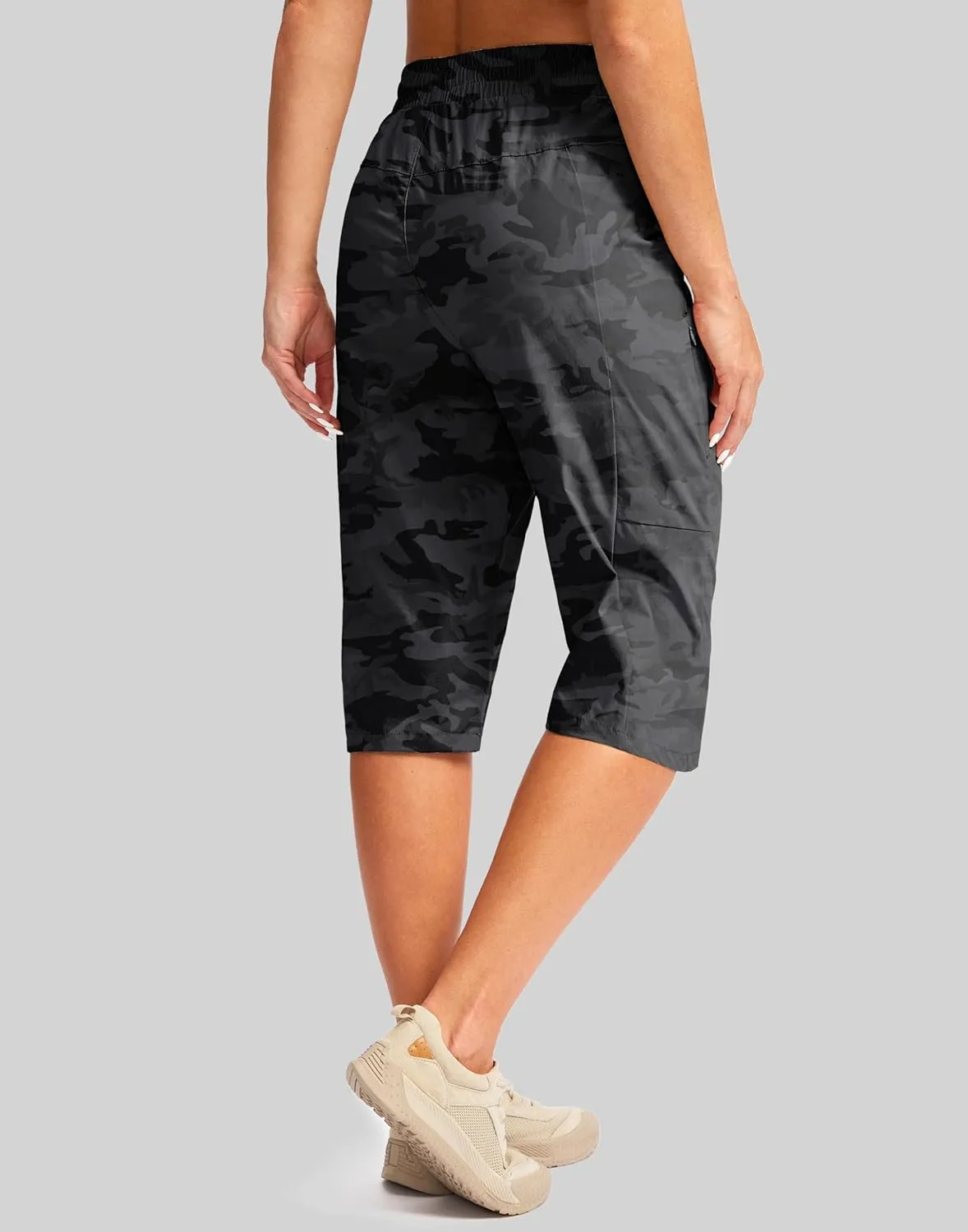 G Gradual Women's 15'' Long Shorts Below The Knee Hiking Cargo Capris Stretch Quick Dry Bermuda Shorts for Women with Pockets
