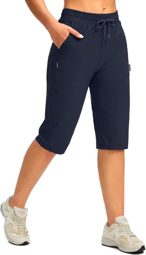 G Gradual Women's 15'' Long Shorts Below The Knee Hiking Cargo Capris Stretch Quick Dry Bermuda Shorts for Women with Pockets