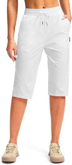 G Gradual Women's 15'' Long Shorts Below The Knee Hiking Cargo Capris Stretch Quick Dry Bermuda Shorts for Women with Pockets