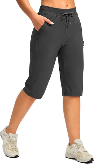 G Gradual Women's 15'' Long Shorts Below The Knee Hiking Cargo Capris Stretch Quick Dry Bermuda Shorts for Women with Pockets