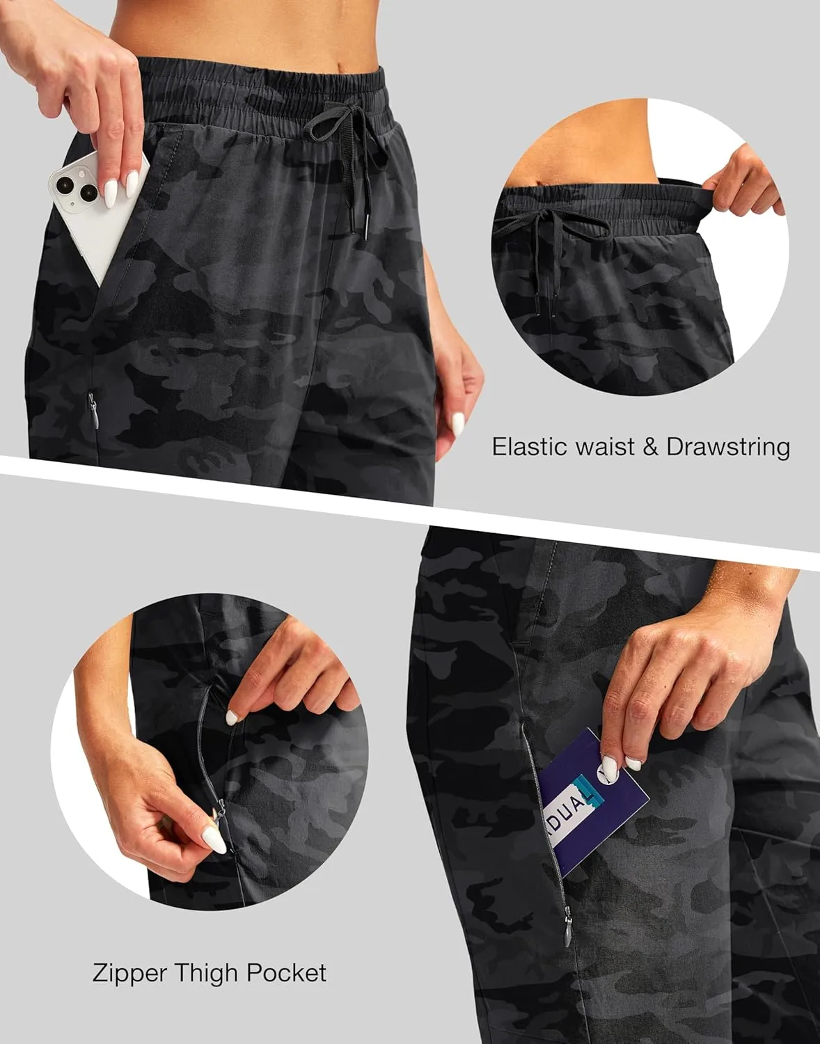 G Gradual Women's 15'' Long Shorts Below The Knee Hiking Cargo Capris Stretch Quick Dry Bermuda Shorts for Women with Pockets