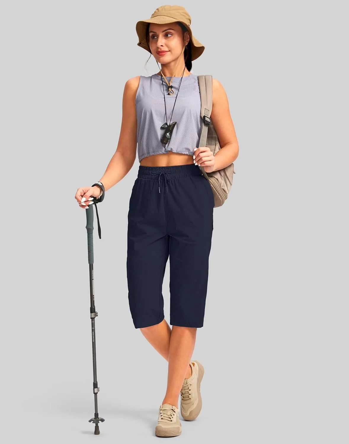G Gradual Women's 15'' Long Shorts Below The Knee Hiking Cargo Capris Stretch Quick Dry Bermuda Shorts for Women with Pockets