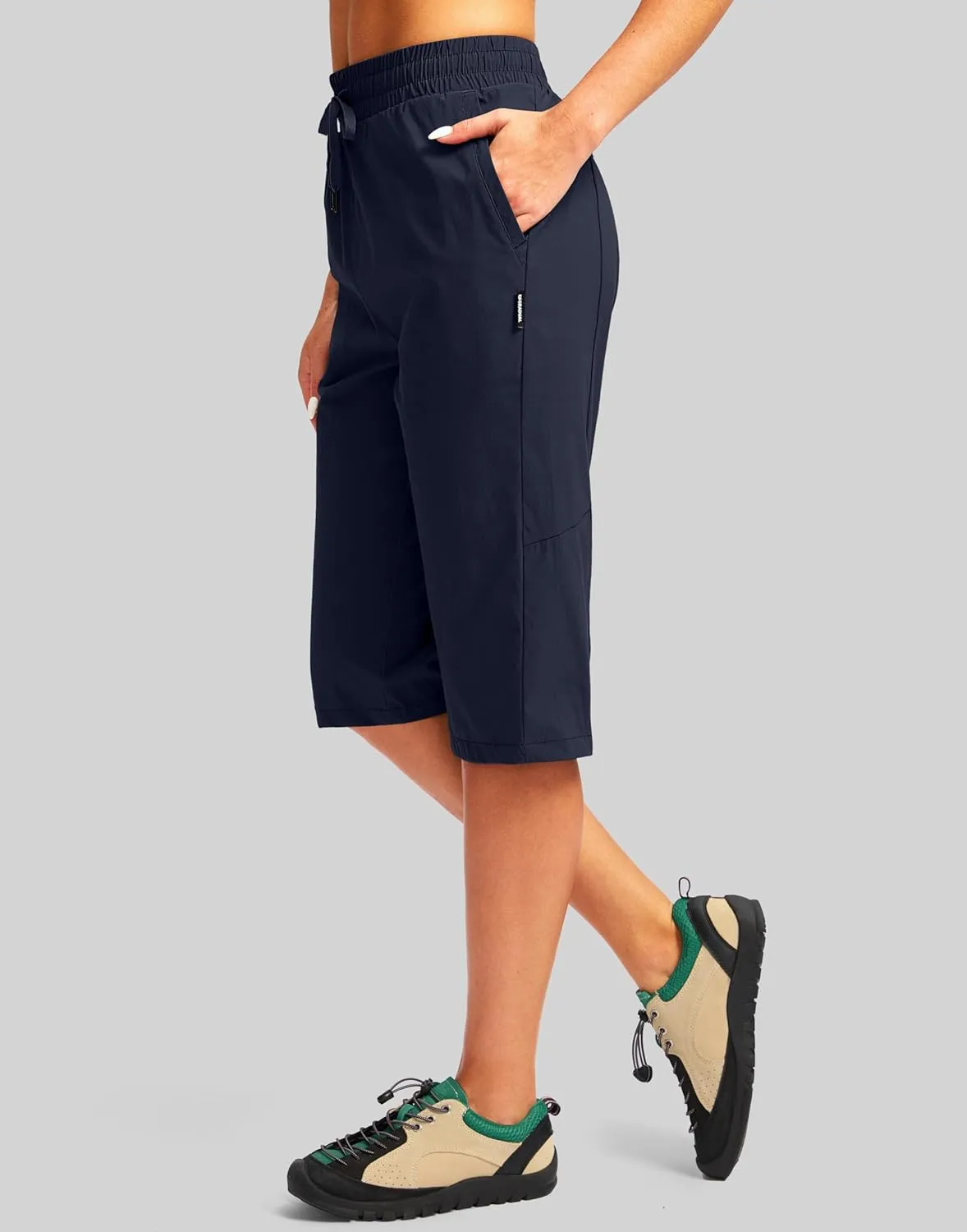 G Gradual Women's 15'' Long Shorts Below The Knee Hiking Cargo Capris Stretch Quick Dry Bermuda Shorts for Women with Pockets