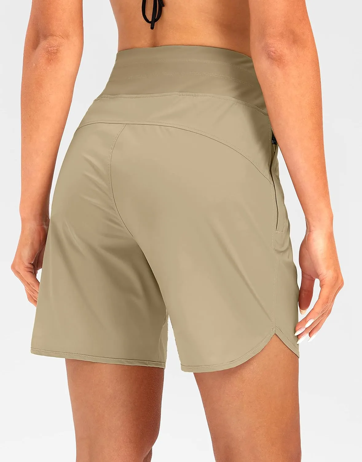 G Gradual Women's 7" Quick Dry High Waisted Swim Board Shorts with Zipper Pockets UPF 50  Beach Shorts for Women with Liner