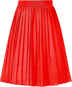 Girls Pleasted Maxi Skirt Elastic High Waist A-Line Swing Long Skirt for 3-12Y
