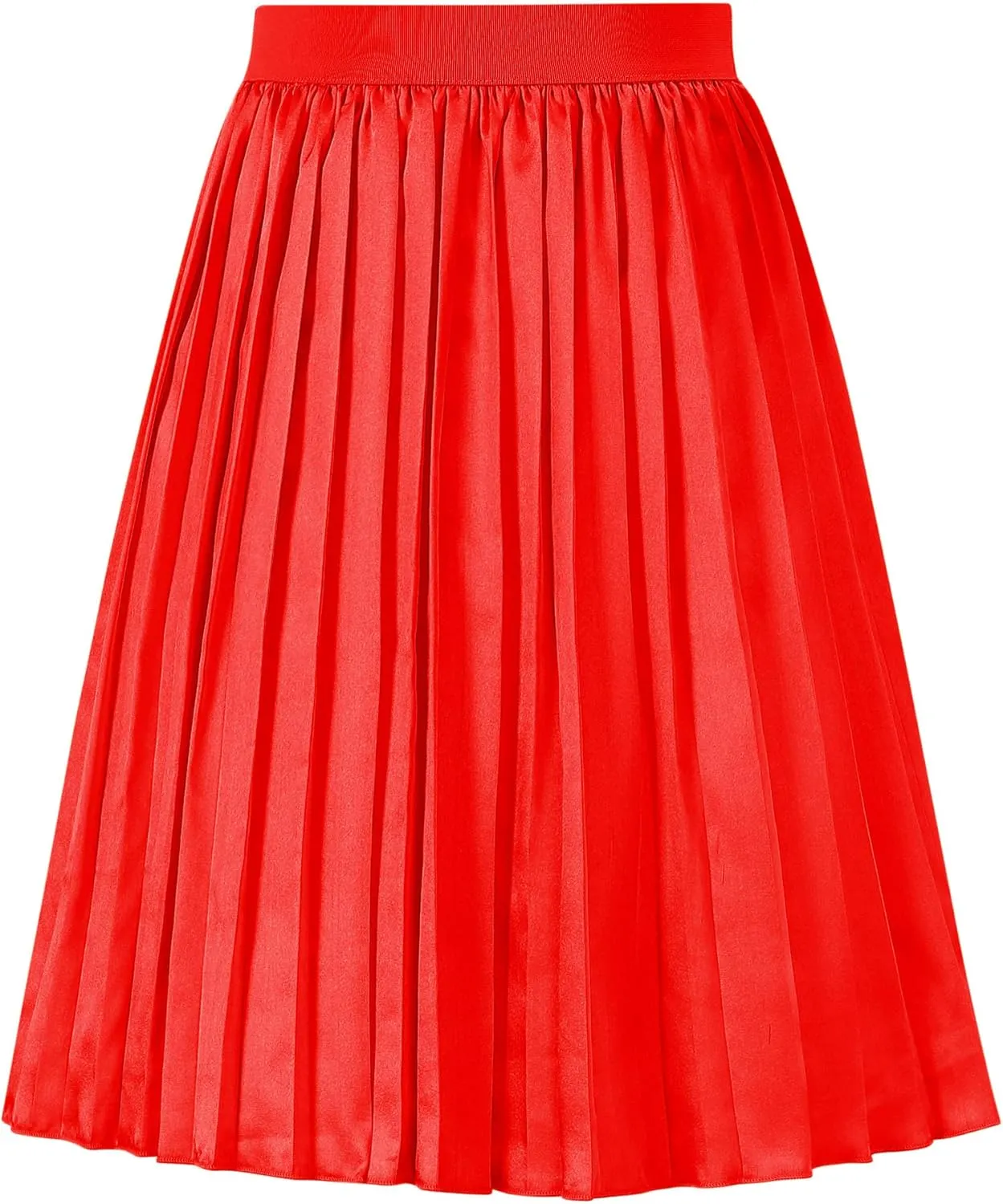 Girls Pleasted Maxi Skirt Elastic High Waist A-Line Swing Long Skirt for 3-12Y