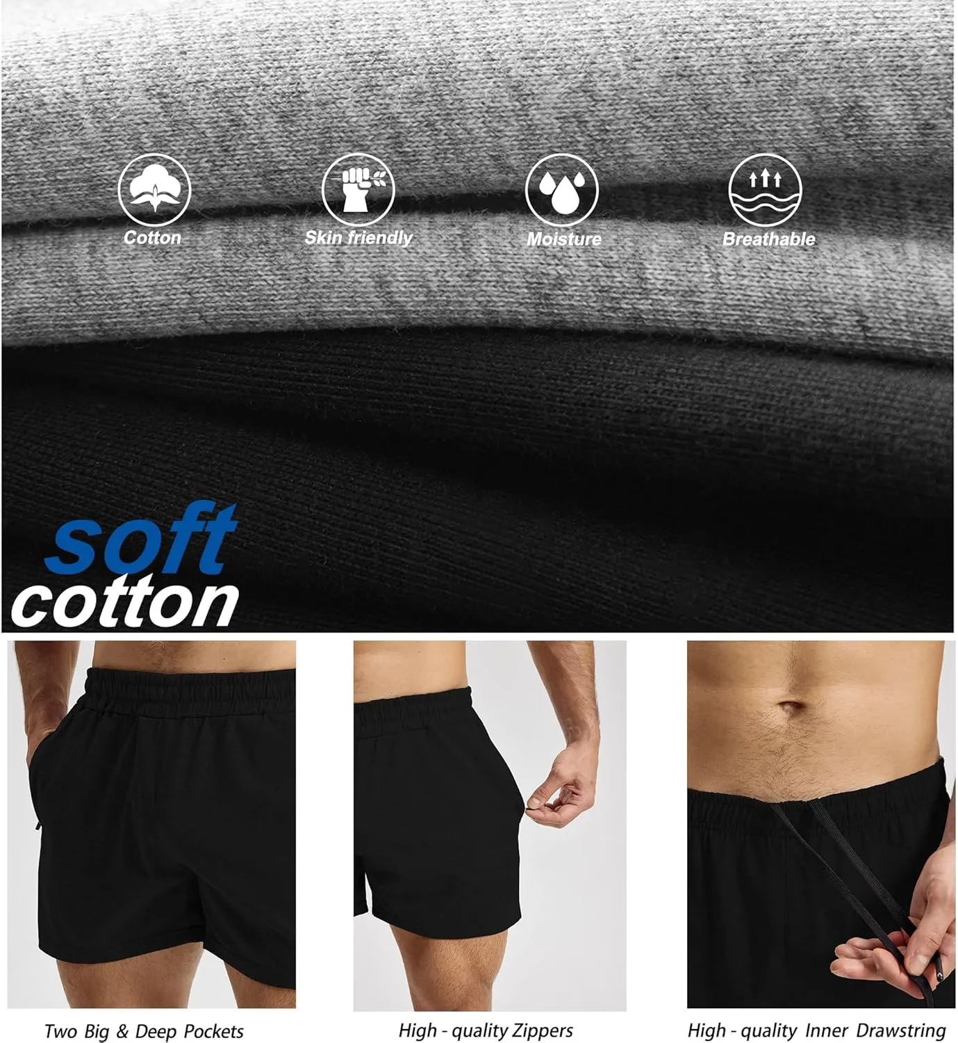 GYM REVOLUTION Men's Workout Running Gym Training Shorts