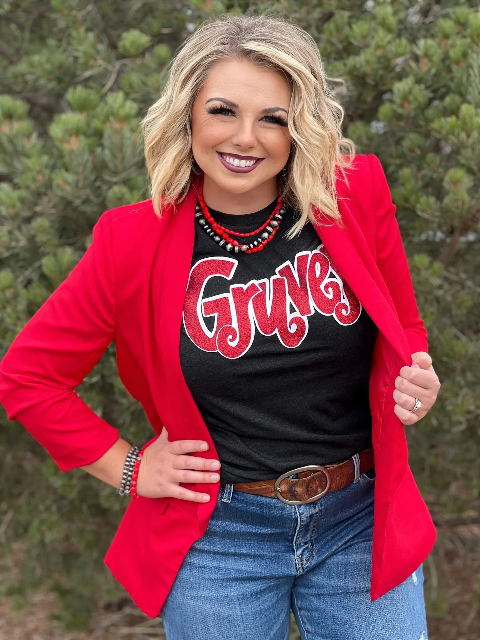 Handwritten Glitter Mascot Tee - Customizable