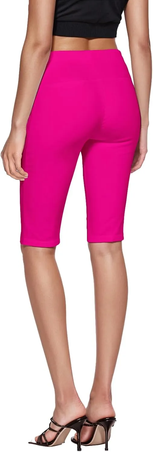 Hybrid & Company Womens Super Stretch Causal Pull On Millennium Twill Bermuda Shorts