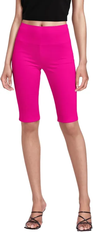 Hybrid & Company Womens Super Stretch Causal Pull On Millennium Twill Bermuda Shorts