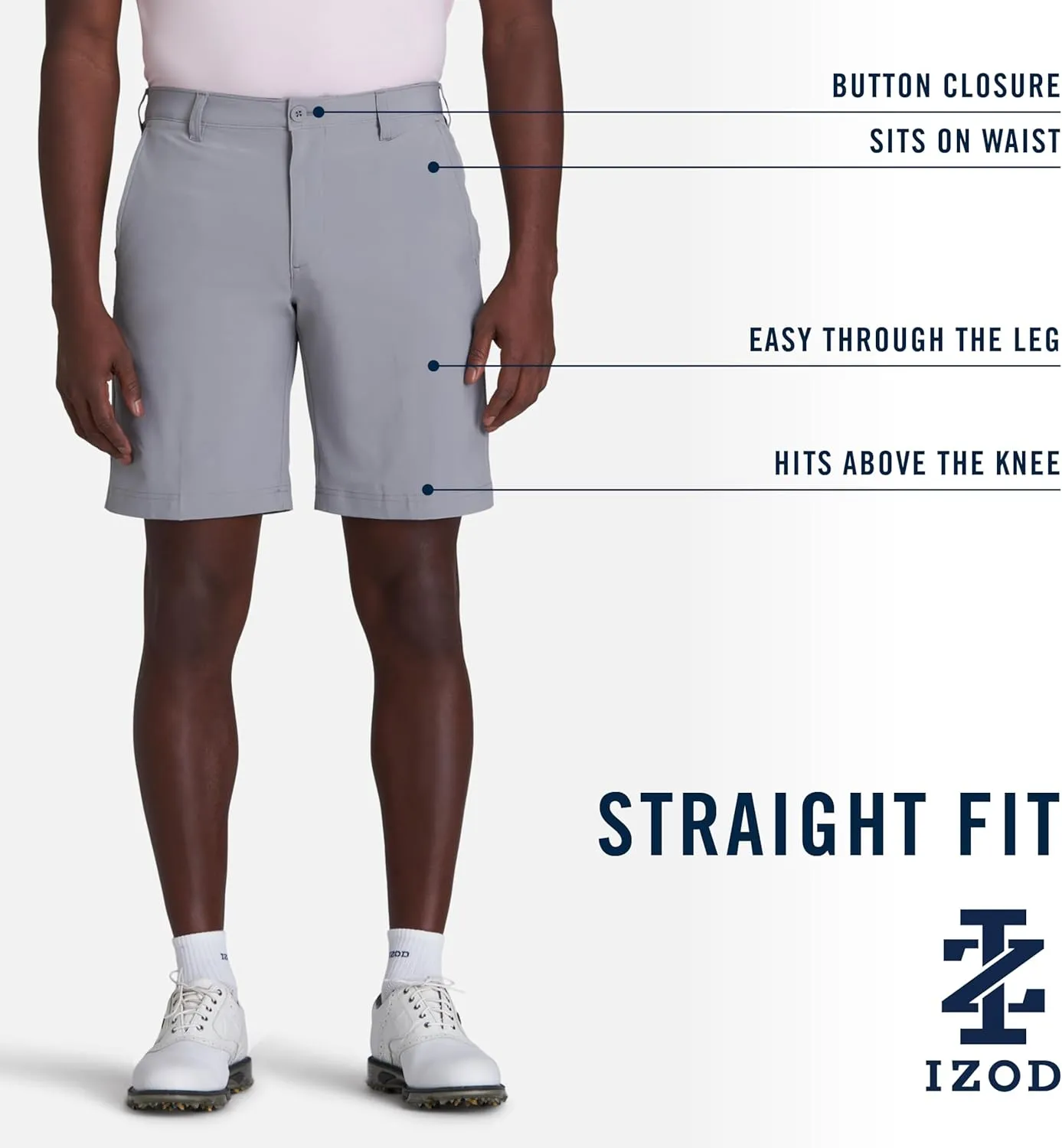 IZOD Men's Swingflex Straight-fit Stretch Golf Shorts, 9.5-inch Inseam