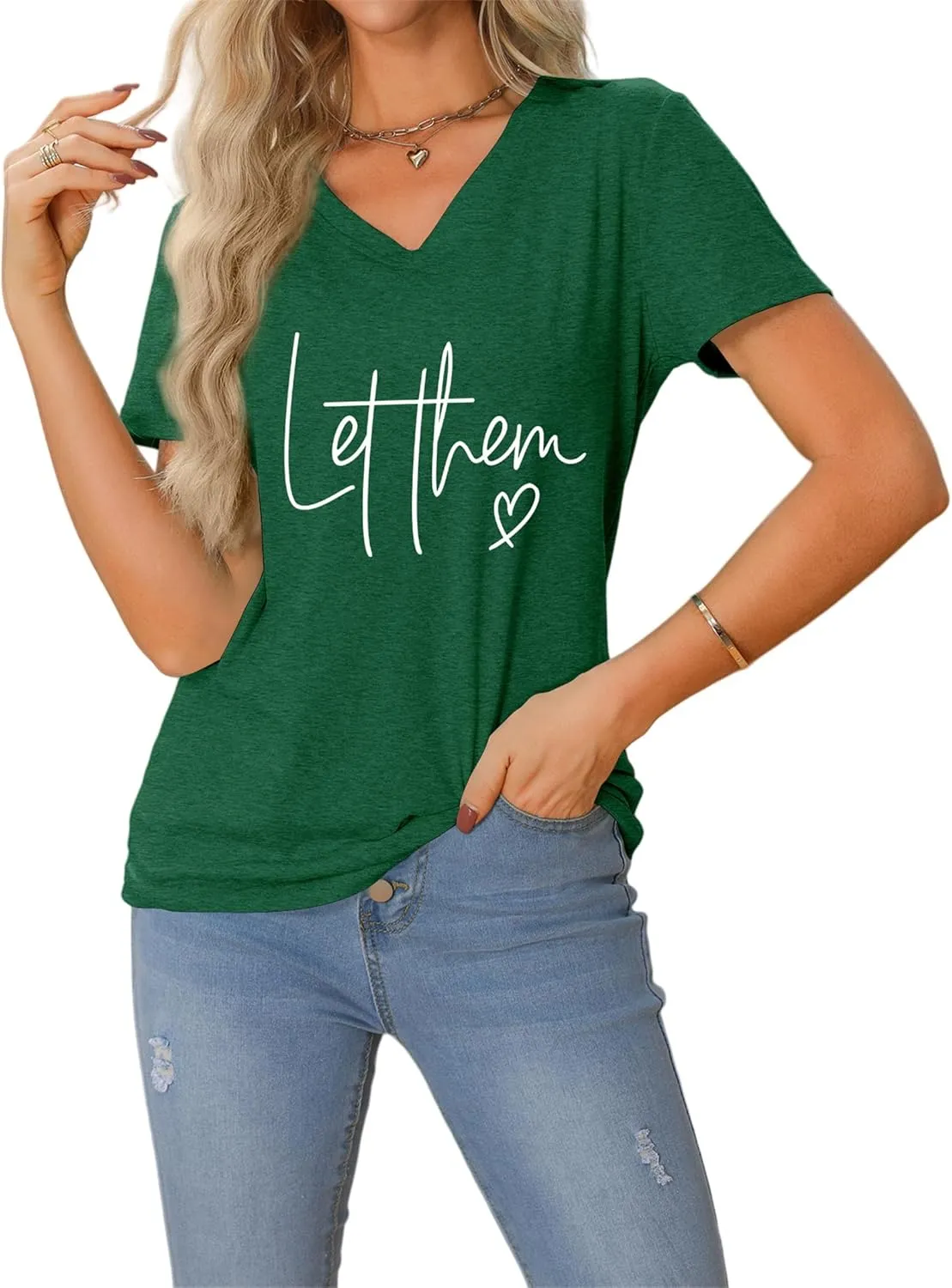 Let Them Misunderstand You V-Neck T-Shirt Mental Health Shirt for Women Inspirational Graphic Tees Motivational Gift