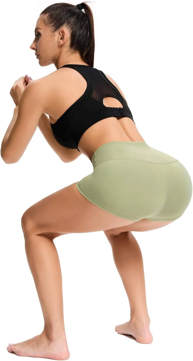 LXNMGO Women's 2"/7" High Waist Yoga Shorts Tummy Control Workout Running Biker Volleyball Shorts for Women with Side Pockets