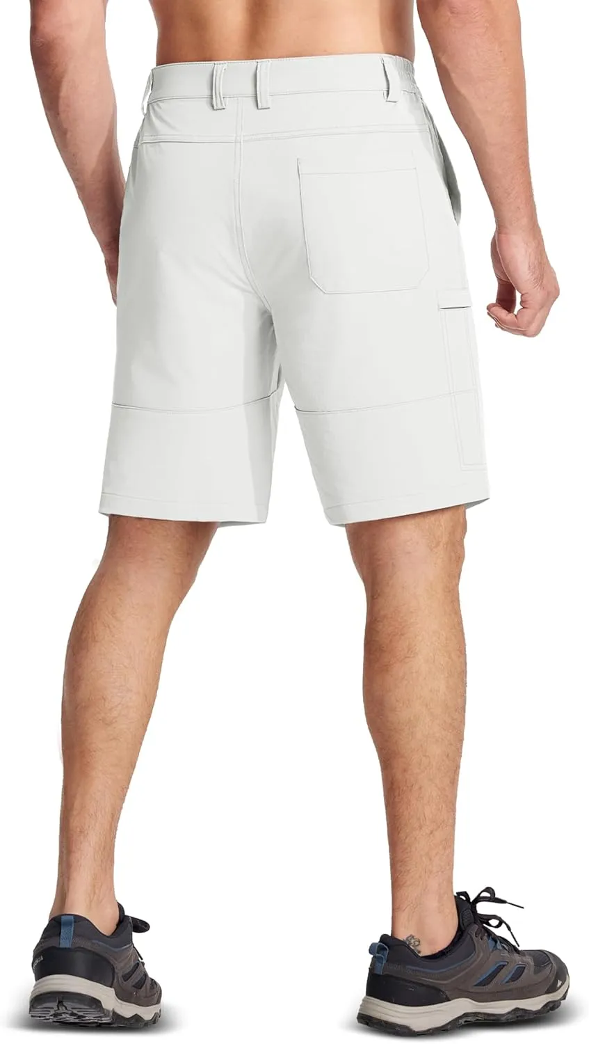 MAGCOMSEN Men's Hiking Cargo Shorts Quick Dry Lightweight 9" Golf Shorts Summer Casual Work Outdoor with 5 Zipper Pockets