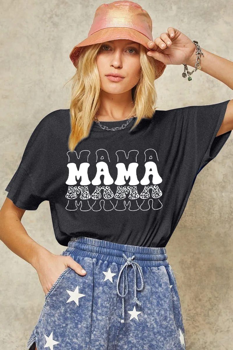 Mama Shirts for Women Tie Dye Mama Letter Printed T Shirt Casual Tee Tops Funny Graphic Tees
