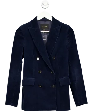 Massimo Dutti Blue Double Breasted Cord Blazer UK 6