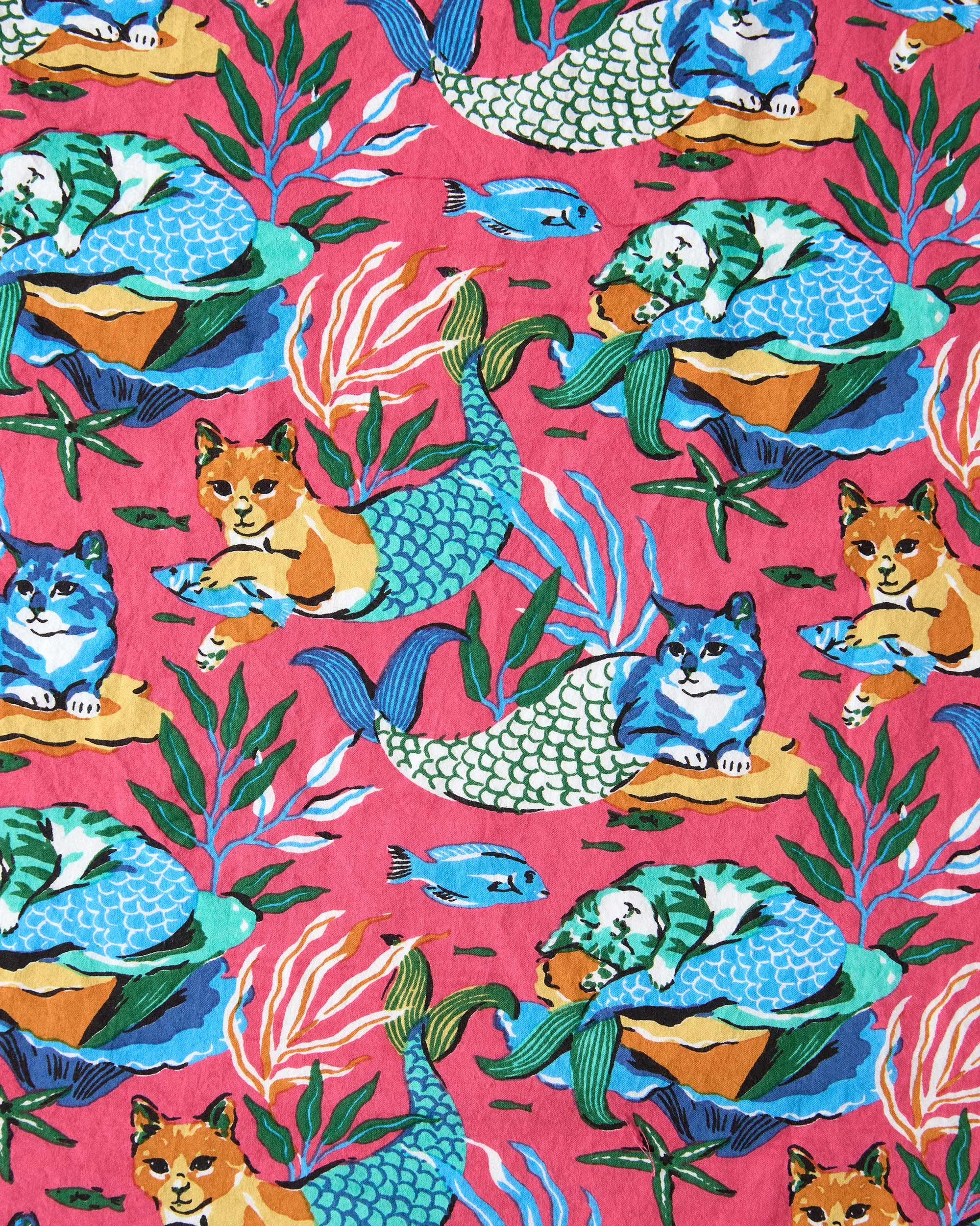 Meowing Mermaids - Daydream Nightgown - Hot Pink