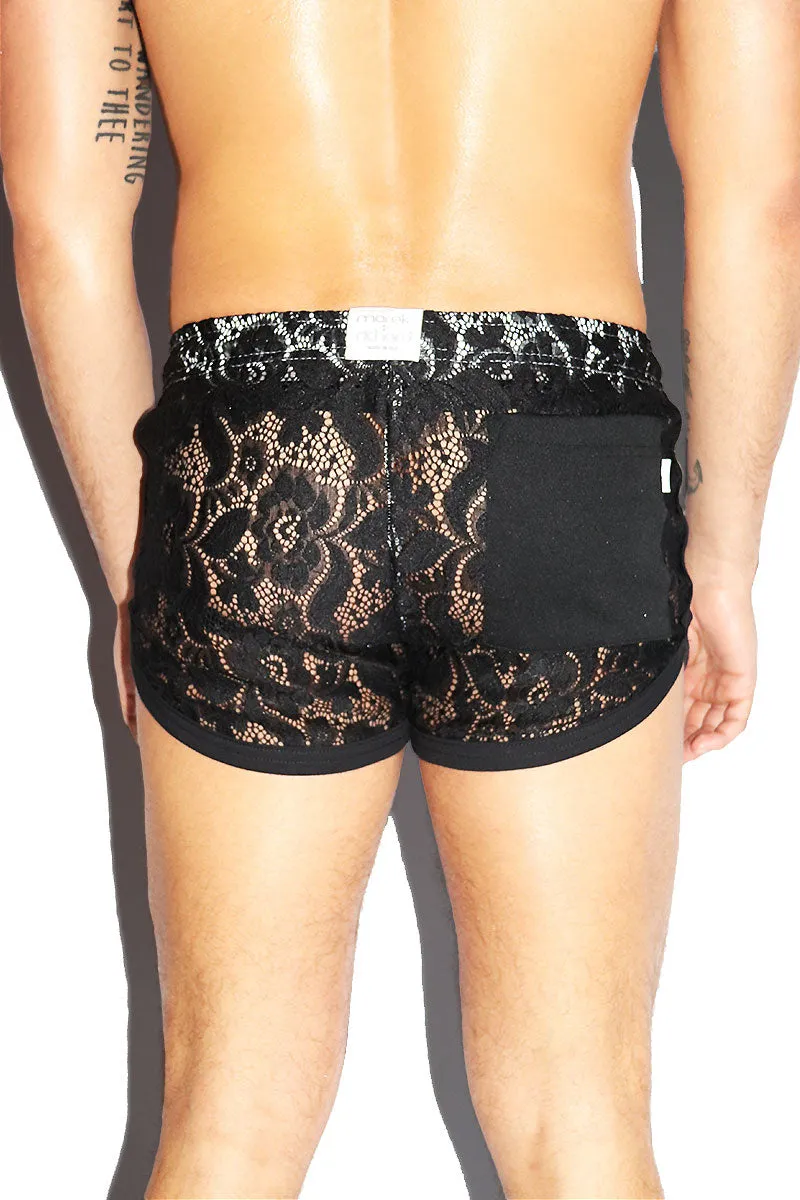 Midnight Lace Running Shorts- Black