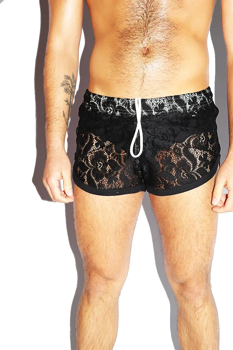 Midnight Lace Running Shorts- Black