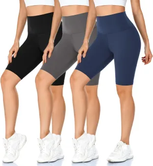 MOREFEEL 3 Pack Buttery Soft Biker Shorts for Women - 5"/8" High Waist Tummy Control Workout Yoga Running Gym Athletic Shorts