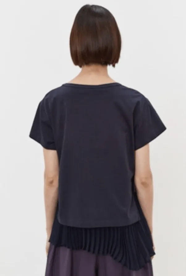 Navy Layered Blouse with Side Buckles