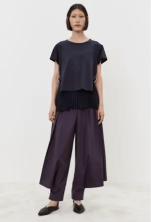 Navy Layered Blouse with Side Buckles
