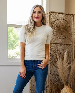 NEW! Rebecca Half Sleeve Rib Knit Top - Oatmeal