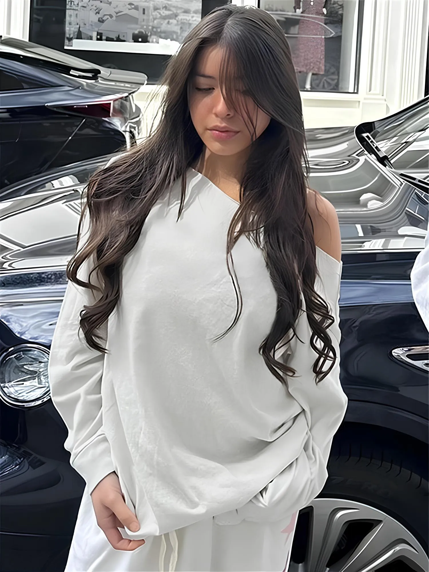 One-Shoulder Loose Casual Sweatshirt  Effortless Streetwear Staple