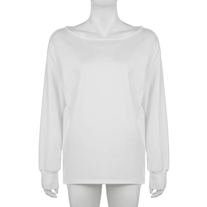 One-Shoulder Loose Casual Sweatshirt  Effortless Streetwear Staple