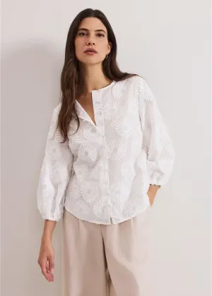 Phase Eight Daisy Crochet Poplin Blouse