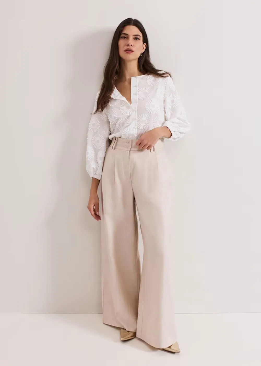 Phase Eight Daisy Crochet Poplin Blouse